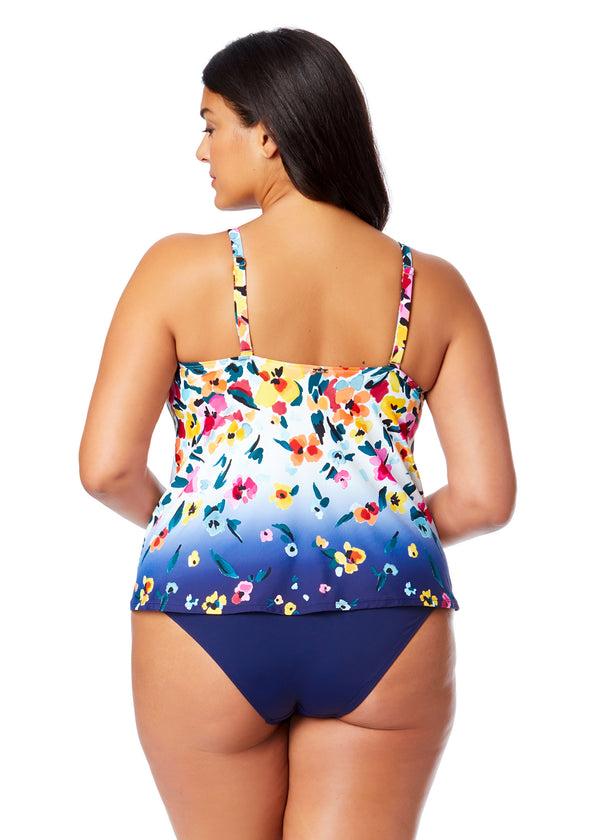 Anne Cole Women's Plus Gradient Floral Easy Triangle Tankini Swim Top