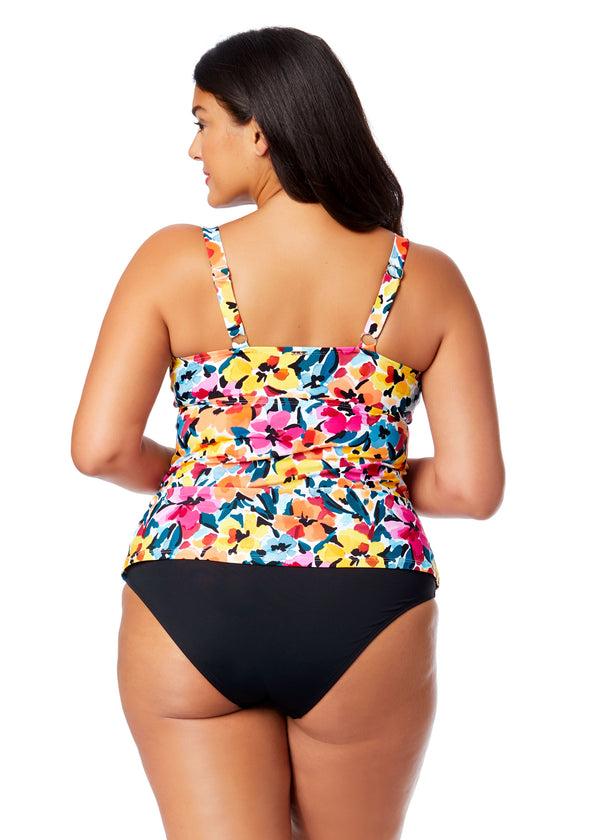 Anne Cole Women's Plus Gradient Floral Twist Front Underwire Tankini Swim Top
