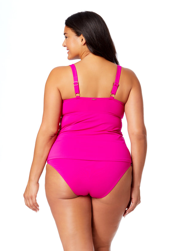 Anne Cole Women's Plus Live In Color Twist Front Underwire Tankini Swim Top