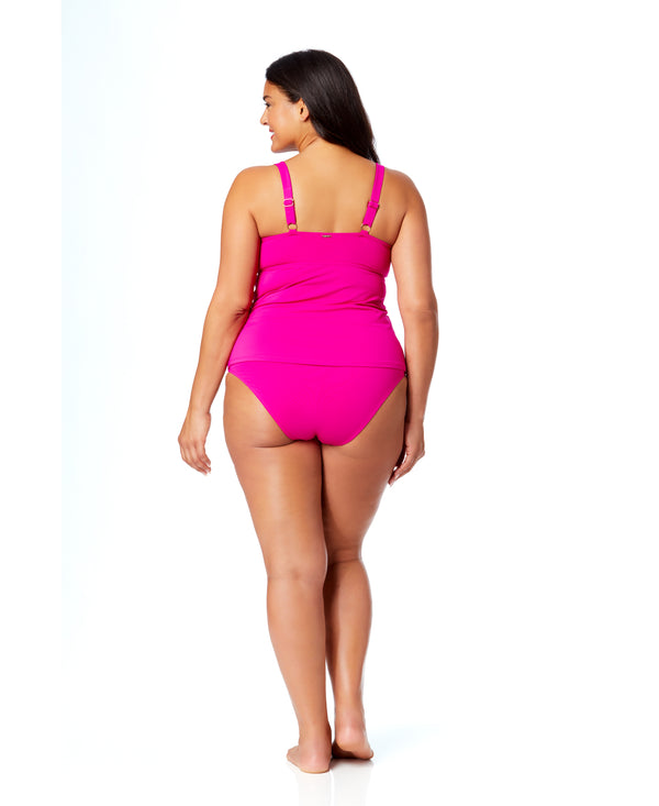 Anne Cole Women's Plus Live In Color Twist Front Underwire Tankini Swim Top