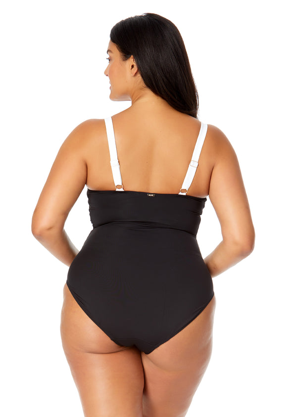 Anne Cole Women's Plus Mesh Around Mesh Insert One Piece Swimsuit