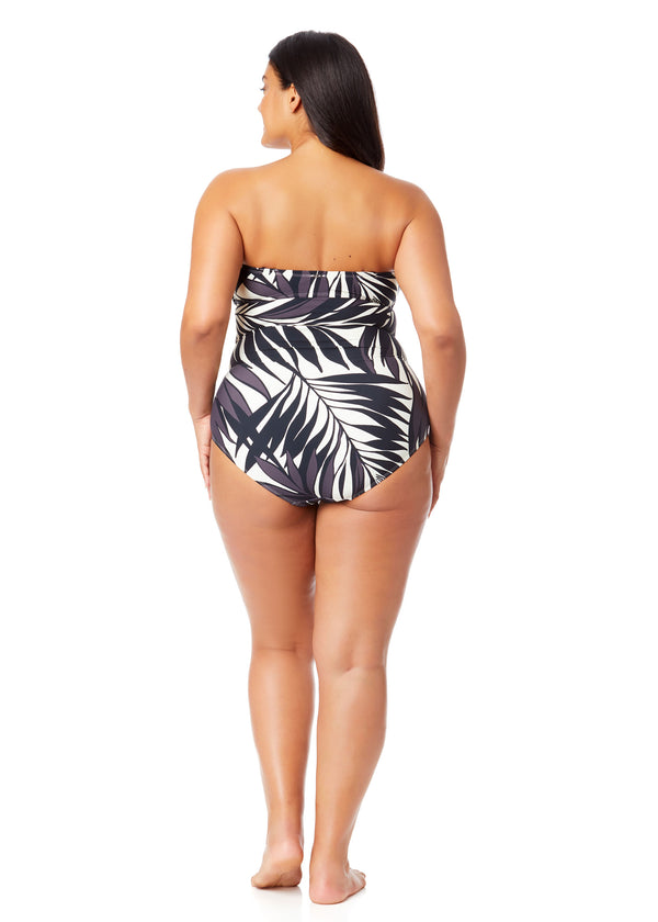 Anne Cole Women's Plus Palm Chic Twist Front Shirred One Piece Swimsuit