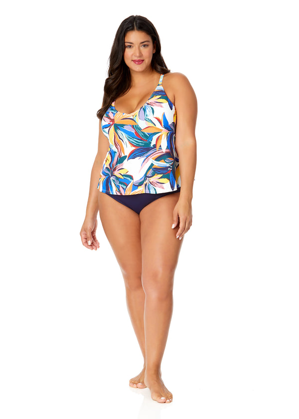 Anne Cole Women's Plus Riviera Floral Easy Triangle Tankini Swim Top