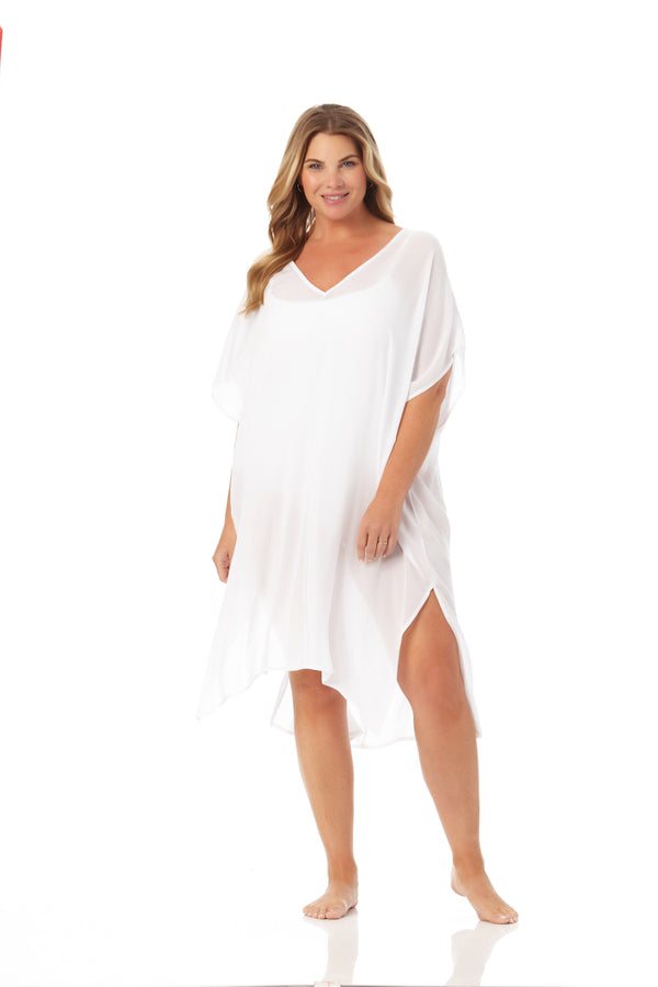 Anne Cole Women's Plus Size Live In Color Easy Tunic Swimsuit Cover Up