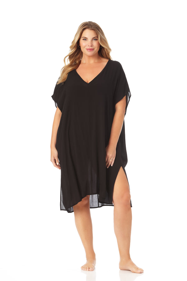 anne cole Women's Plus Size Live In Color Easy Tunic Swimsuit Cover Up