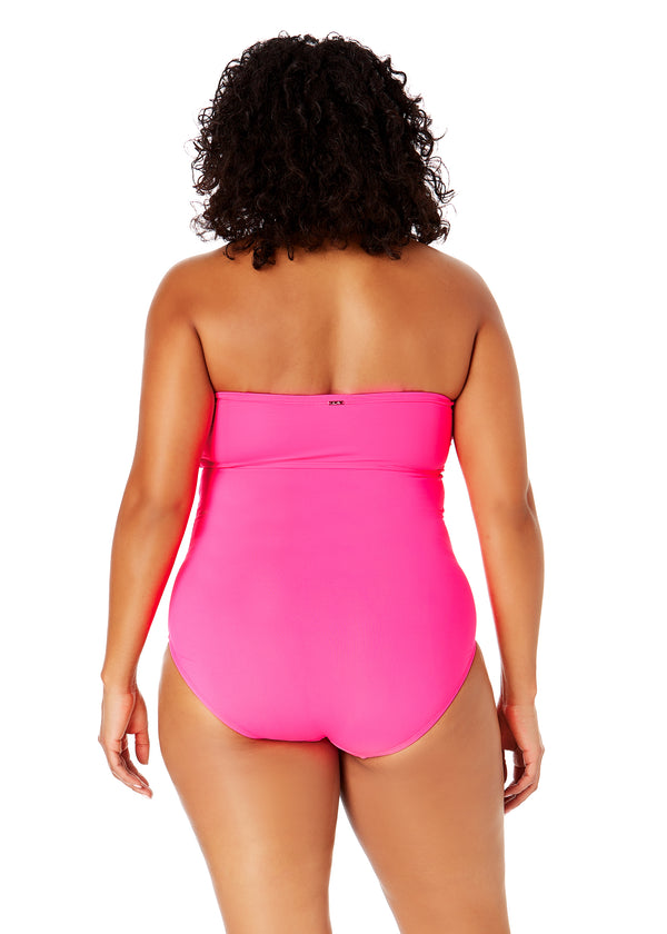 Anne Cole Women's Plus Size Live In Color Twist Front Shirred One Piece Swimsuit