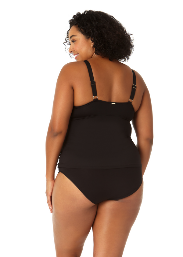 Anne Cole Women's Plus Size Live In Color Twist Front Underwire Tankini Swim Top