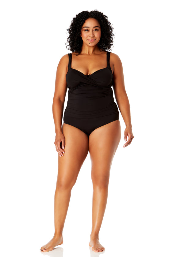 Anne Cole Women's Plus Size Live In Color Underwire Surplice One Piece Swimsuit