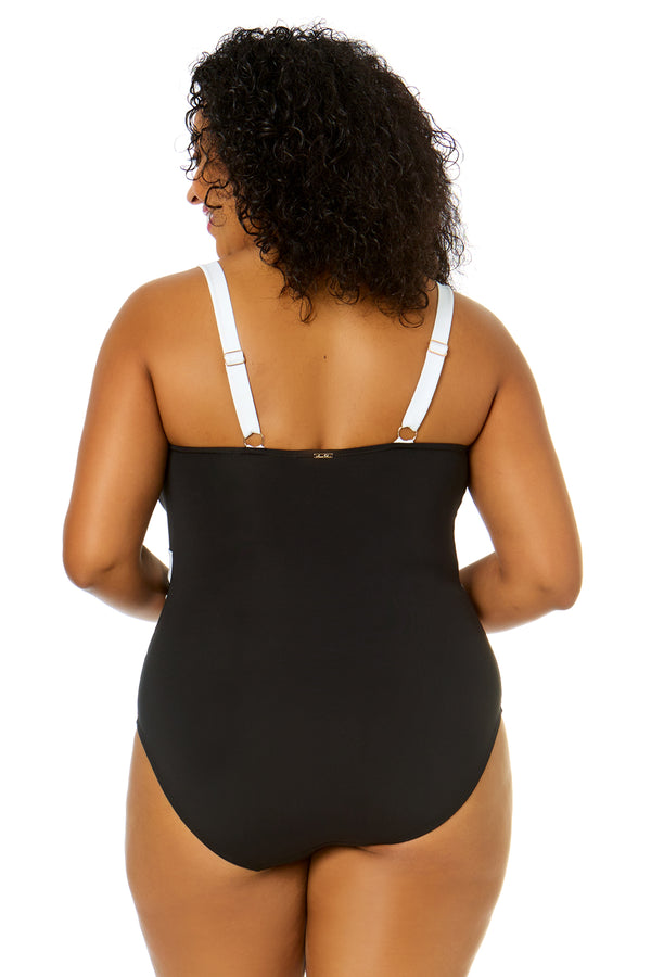 Anne Cole Women's Plus Size Mesh Around Mesh Insert One Piece Swimsuit
