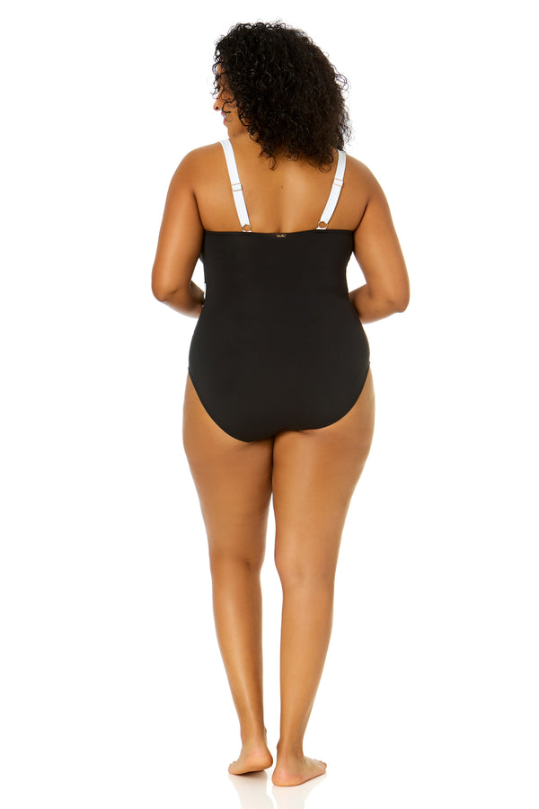 Anne Cole Women's Plus Size Mesh Around Mesh Insert One Piece Swimsuit