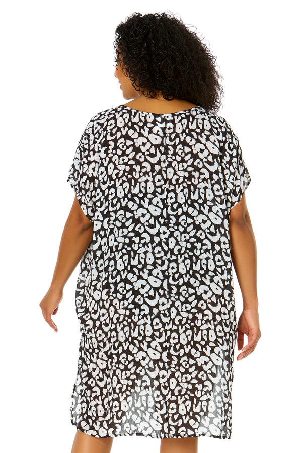 Anne Cole Women's Plus Size Wild Cat Easy Tunic Swimsuit Cover Up