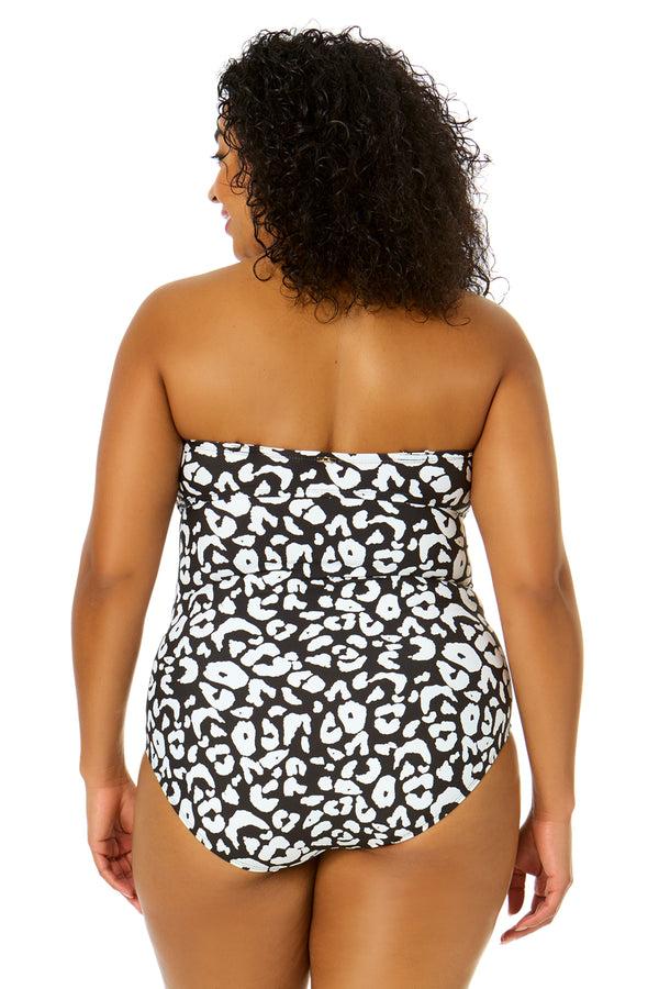 Anne Cole Women's Plus Size Wild Cat Twist Front Shirred One Piece Swimsuit