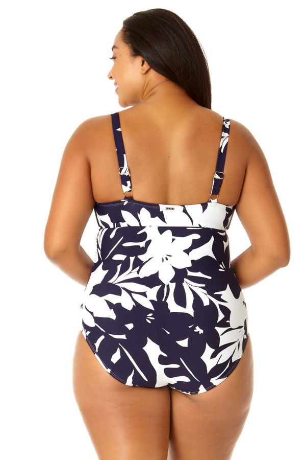 Anne Cole Women's Retro Twist Front Shirred One Piece Swimsuit