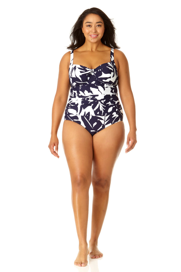 Anne Cole Women's Retro Twist Front Shirred One Piece Swimsuit