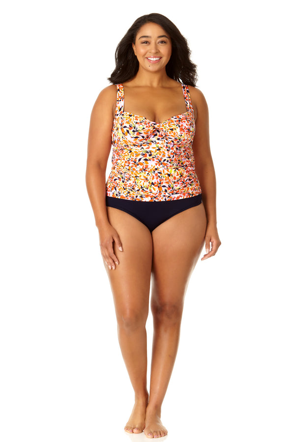 Anne Cole Women's Retro Twist Front Underwire Tankini Swim Top