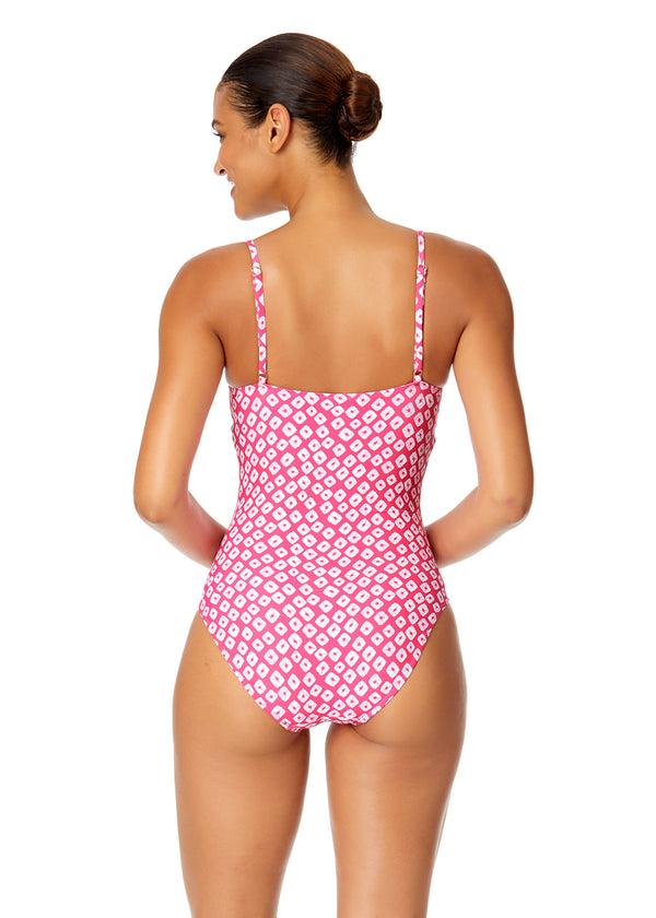 Anne Cole Women's Shibori Geo Classic Lingerie Maillot One Piece Swimsuit