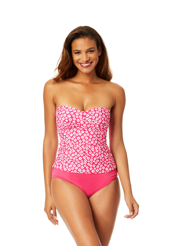 anne cole Women's Shibori Geo Twist Front Bandeaukini Swim Top