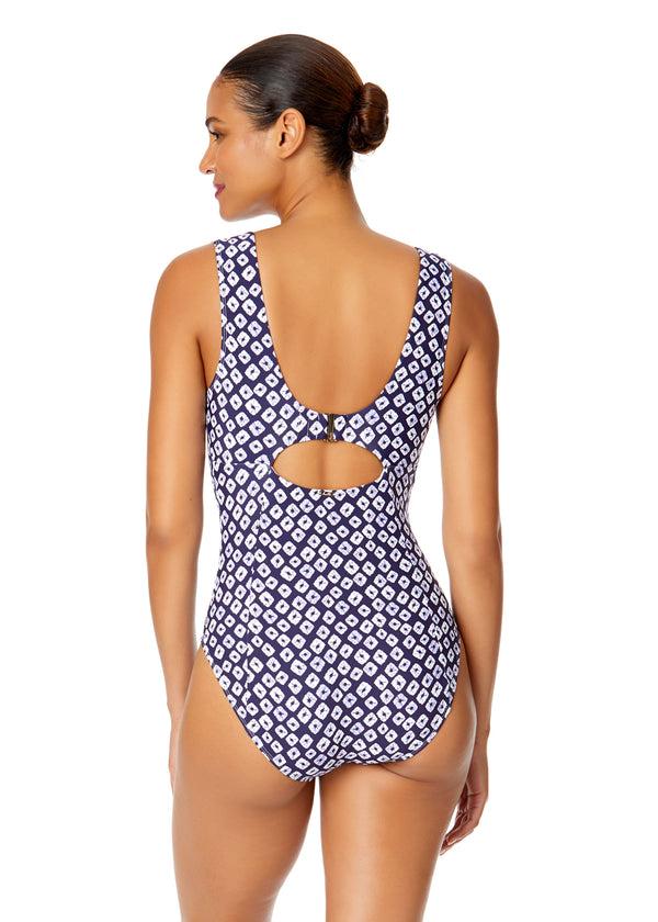 Anne Cole Women's Shibori Geo Underwire Panel One Piece Swimsuit