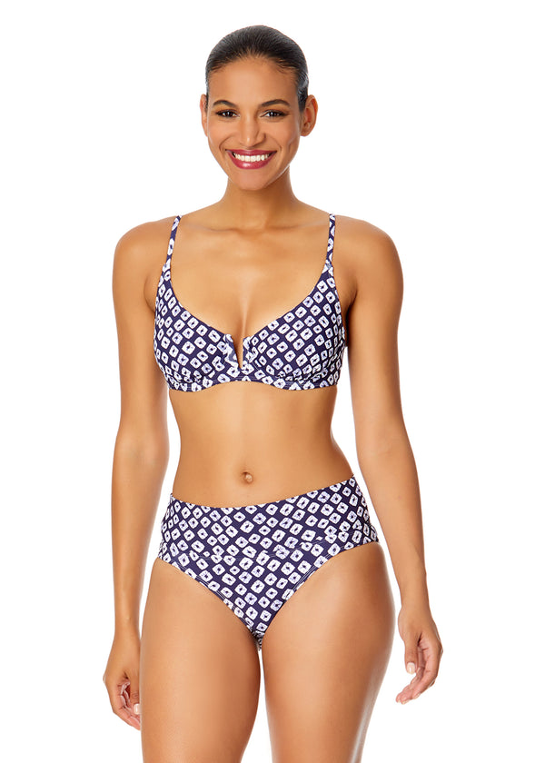 anne cole Women's Shibori Geo V Wire Underwire Bikini Swim Top