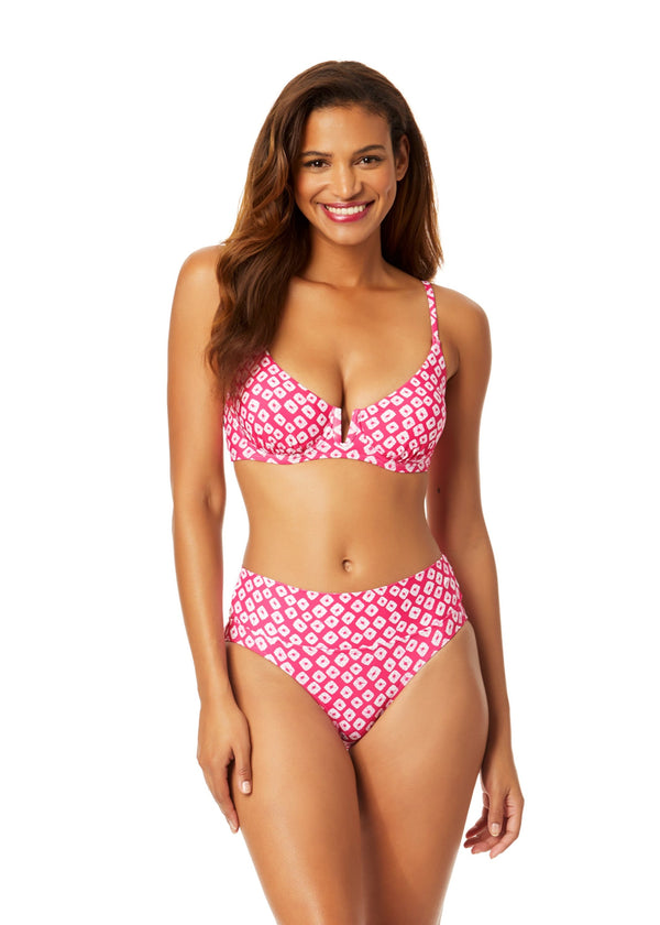 anne cole Women's Shibori Geo V Wire Underwire Bikini Swim Top