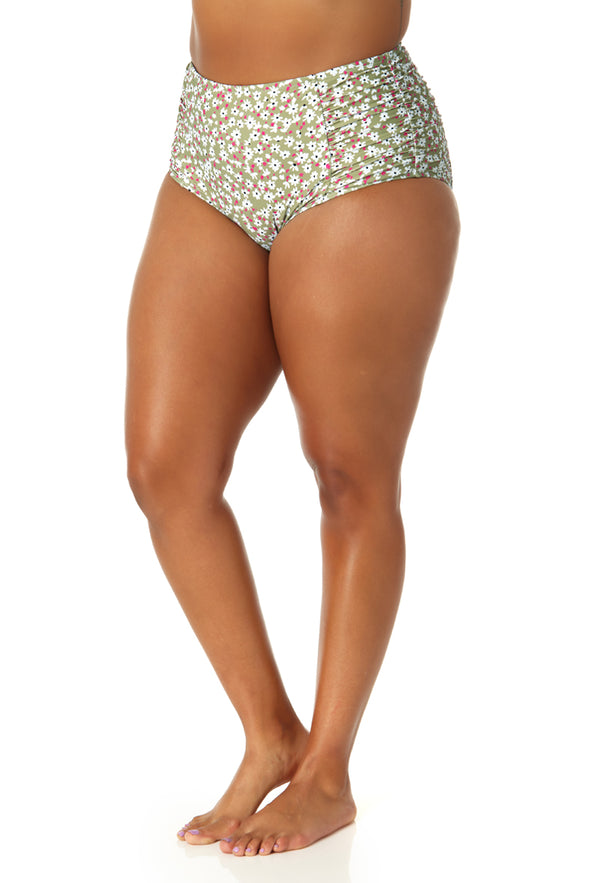 Anne Cole Women's Shirred High Waist Tummy Control Bikini Bottom
