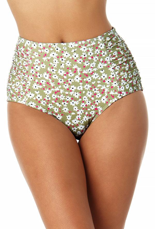 anne cole Women's Shirred High Waist Tummy Control Bikini Bottom