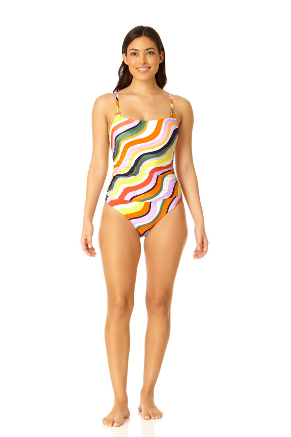 Anne Cole Women's Shirred Lingerie Maillot One Piece Swimsuit