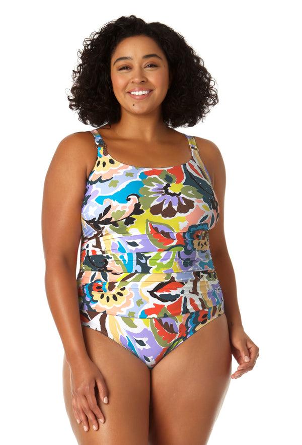 anne cole Women's Shirred Lingerie Maillot One Piece Swimsuit