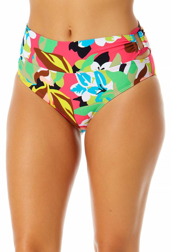 anne cole Women's Side Ring Mid Rise Bikini Swim Bottom