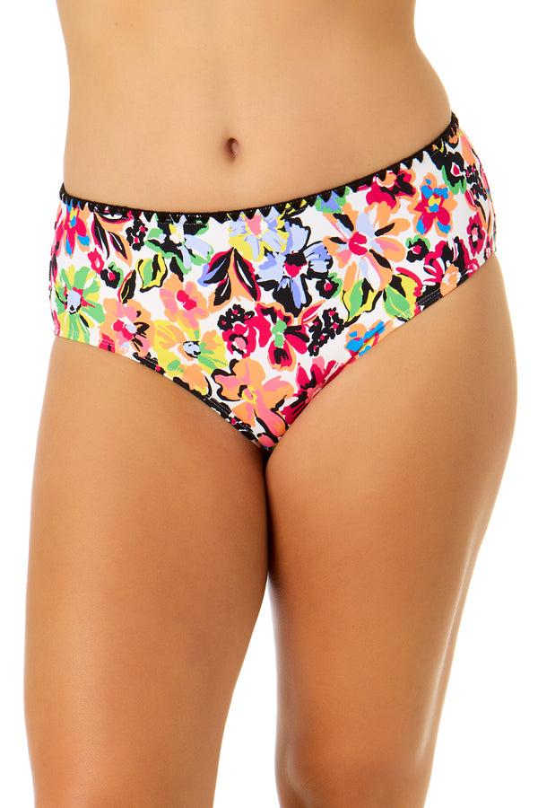 anne cole Women's Sun Blossom Mid-Rise Bikini Swim Bottom