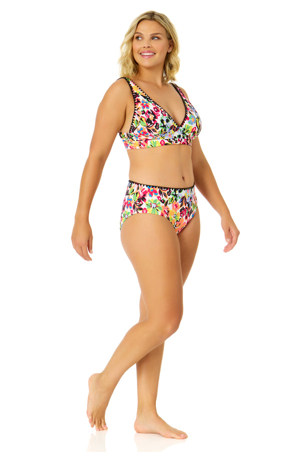 Anne Cole Women's Sun Blossom Soft Band Shirred Bralette Bikini Top