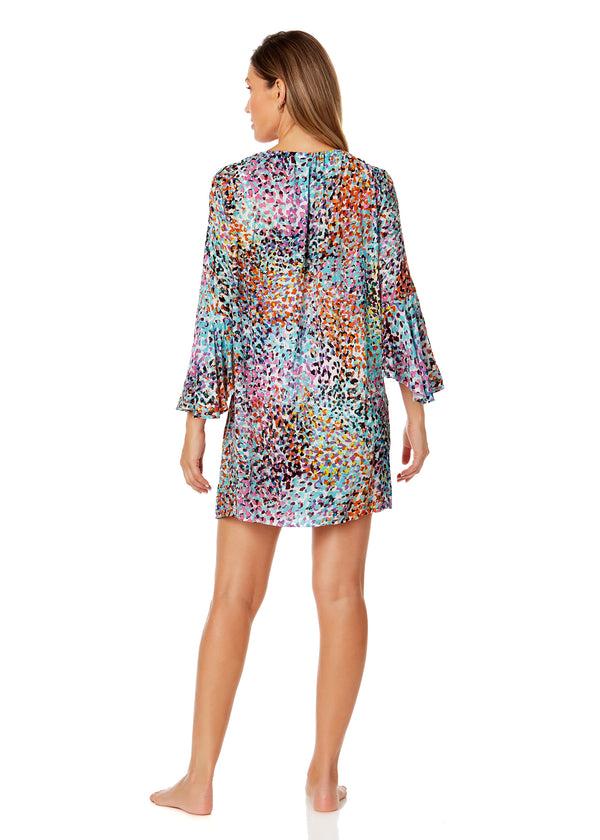 Anne Cole Women's Sunset Dot Bell Sleeve Tunic Swimsuit Cover Up