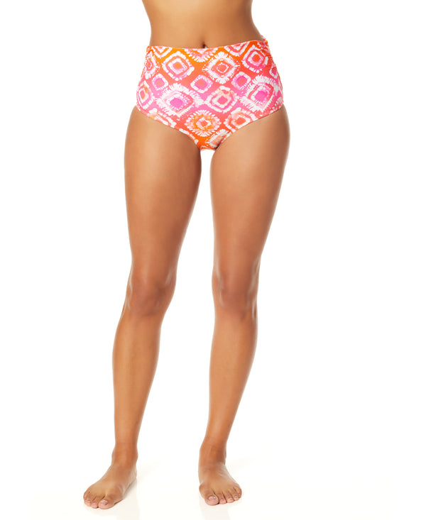 Anne Cole Women's Tie Dye Foulard Fold Over High Waist Shirred Bikini Swim Bottom