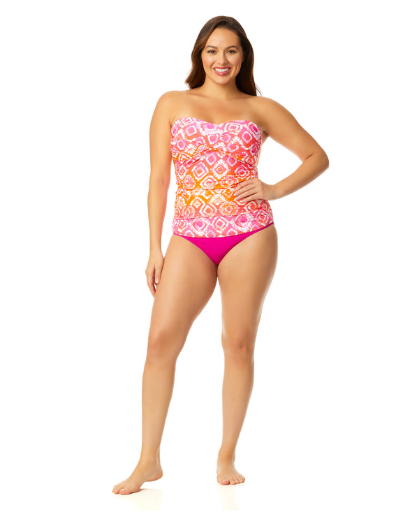 Anne Cole Women's Tie Dye Foulard Twist Front Bandeaukini Swim Top