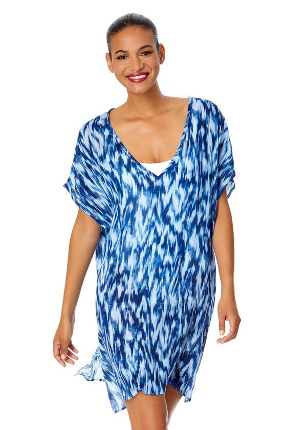 Anne Cole Women's Tie Dye Ikat Easy Tunic Swimsuit Cover Up