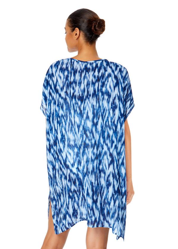Anne Cole Women's Tie Dye Ikat Easy Tunic Swimsuit Cover Up