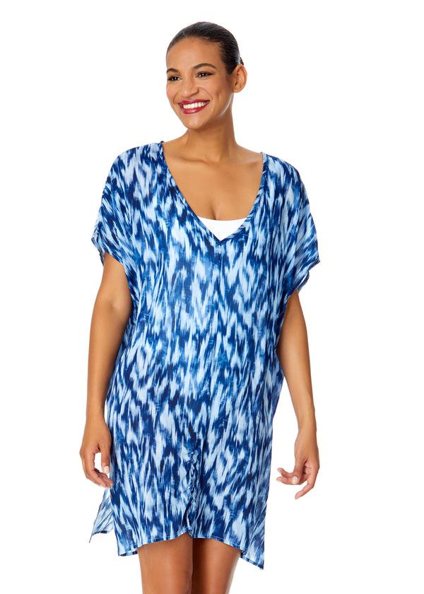 anne cole Women's Tie Dye Ikat Easy Tunic Swimsuit Cover Up