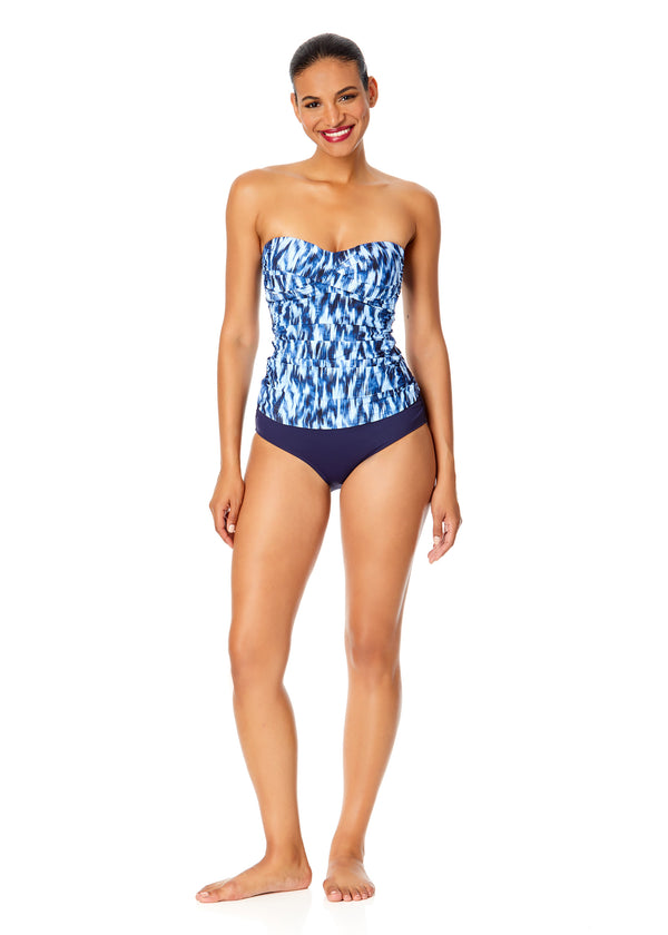 Anne Cole Women's Tie Dye Ikat Twist Front Bandeaukini Swim Top