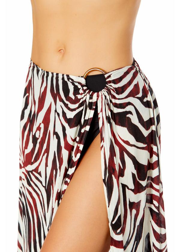 Anne Cole Women's Tiger Dance Ring Sarong Skirt Swimsuit Cover Up