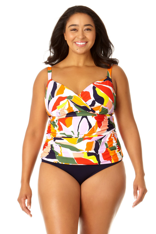 anne cole Women's Twist Front Underwire Tankini Swim Top