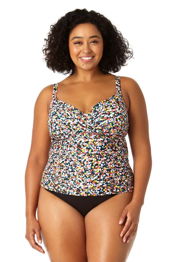 anne cole Women's Twist Front Underwire Tankini Swim Top