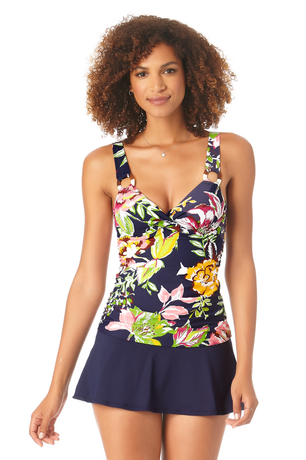 anne cole Women's Twist Front Underwire Tankini Swim Top