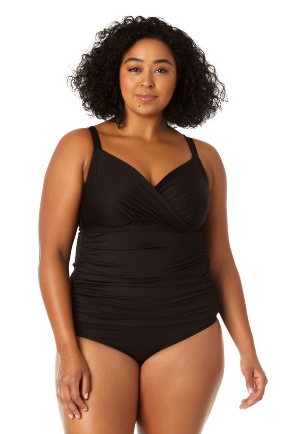 anne cole Women's Twist Front Underwire Tankini Swim Top