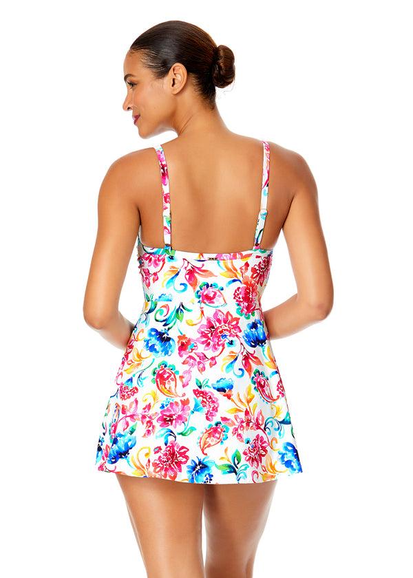 Anne Cole Women's Watercolor Paisley Classic Swim Dress