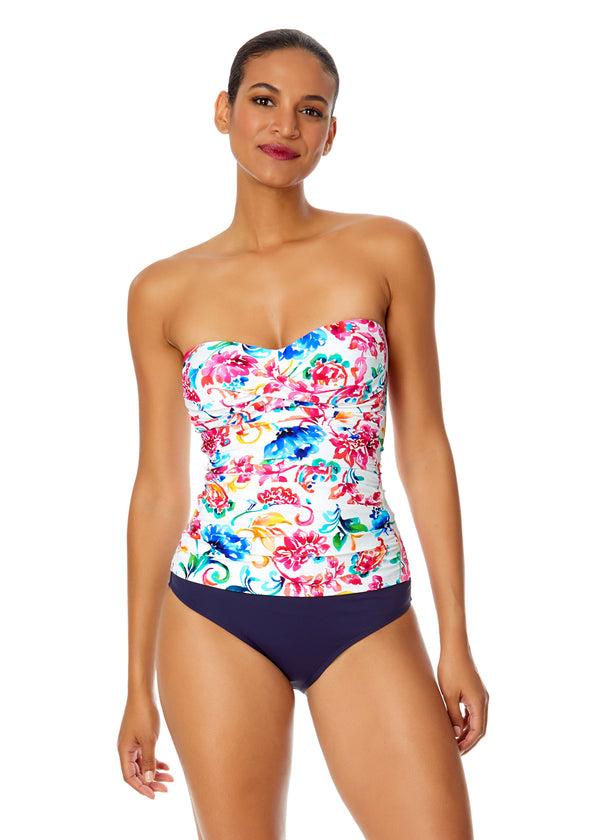 anne cole Women's Watercolor Paisley Twist Front Bandeaukini Swim Top anne cole Women's Watercolor Paisley Twist Front Bandeaukini Swim Top
