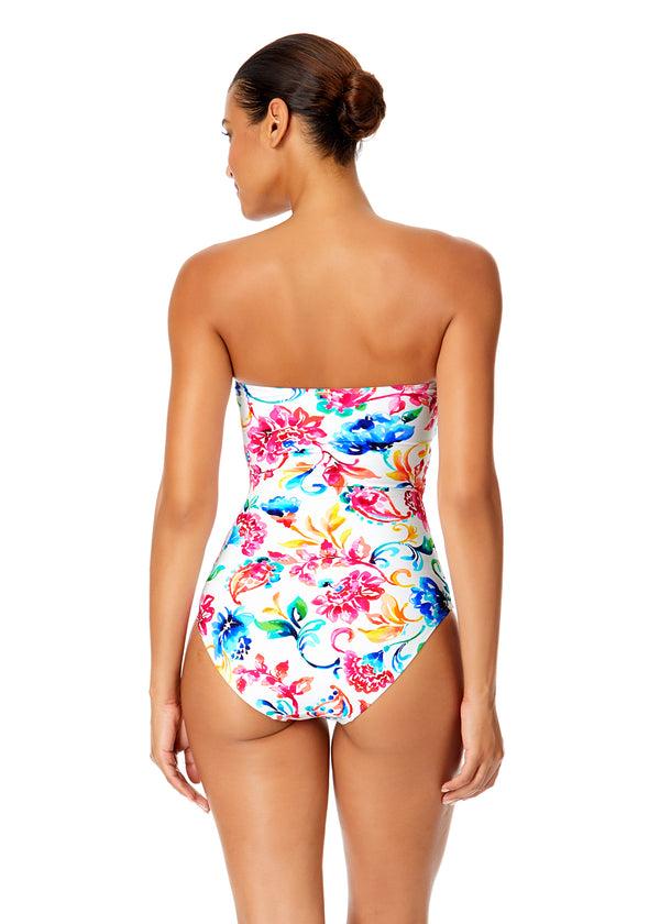 Anne Cole Women's Watercolor Paisley Twist Front Shirred One Piece Swimsuit
