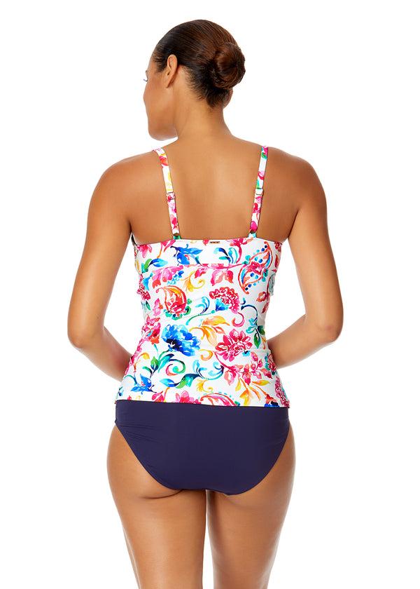 Anne Cole Women's Watercolor Paisley Twist Front Underwire Tankini Swim Top