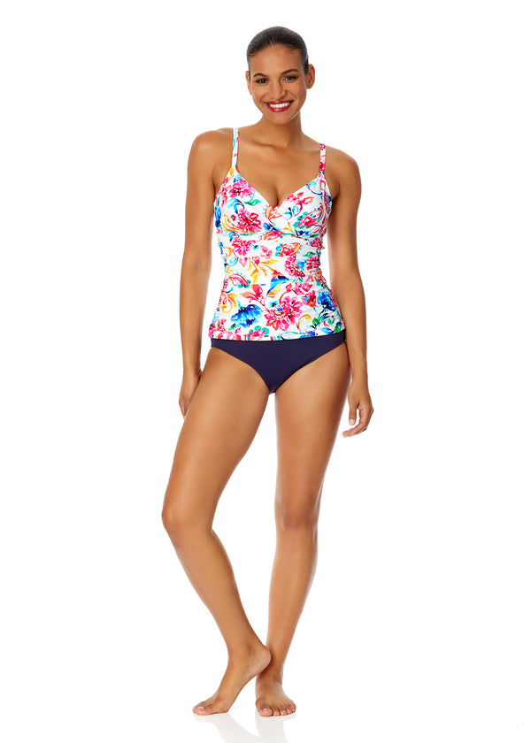 Anne Cole Women's Watercolor Paisley Twist Front Underwire Tankini Swim Top