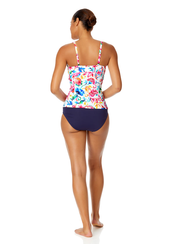 Anne Cole Women's Watercolor Paisley Twist Front Underwire Tankini Swim Top