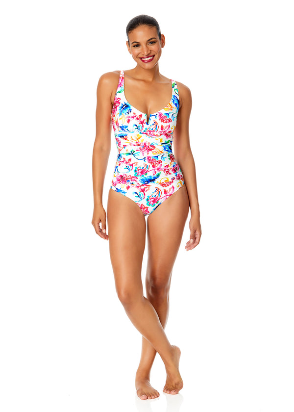 Anne Cole Women's Watercolor Paisley V-Wire One Piece Swimsuit